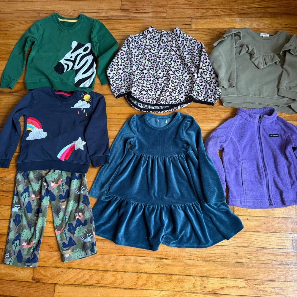Kids Clothing Bundle with Sweatshirts, Pants and Dress 4Y-5Y Girl’s Boy’s
